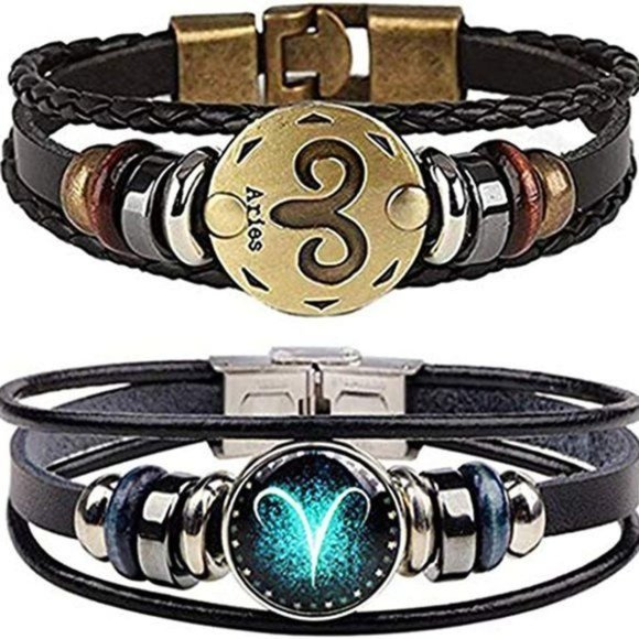 New Constellation Braided Rope Bracelet - Punk Alloy Leather Bracelet - Picture 2 of 14